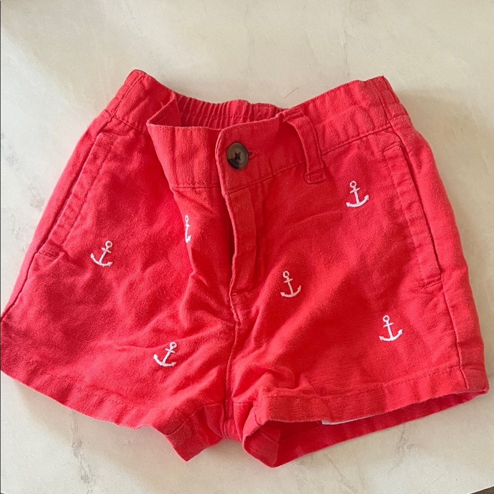 Janie and Jack Red Shorts with White Anchor Embroidery